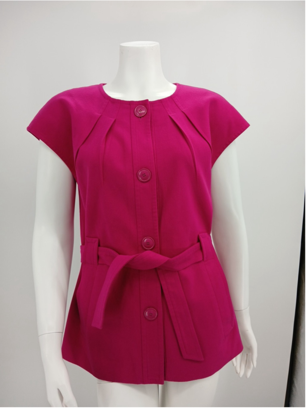 Trina Turk Womens Pink Cap-sleeve Button Down Jacket Size 2